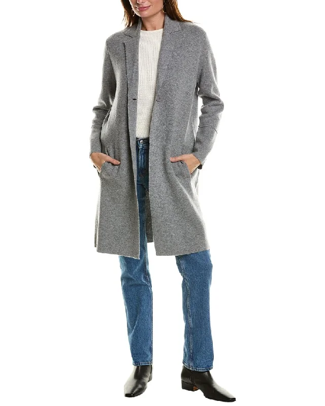 Forte Cashmere Notch Collar Wool & Cashmere-Blend Cardigan