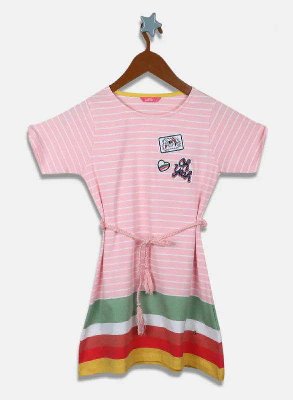 Girls Pink Stripe Dress