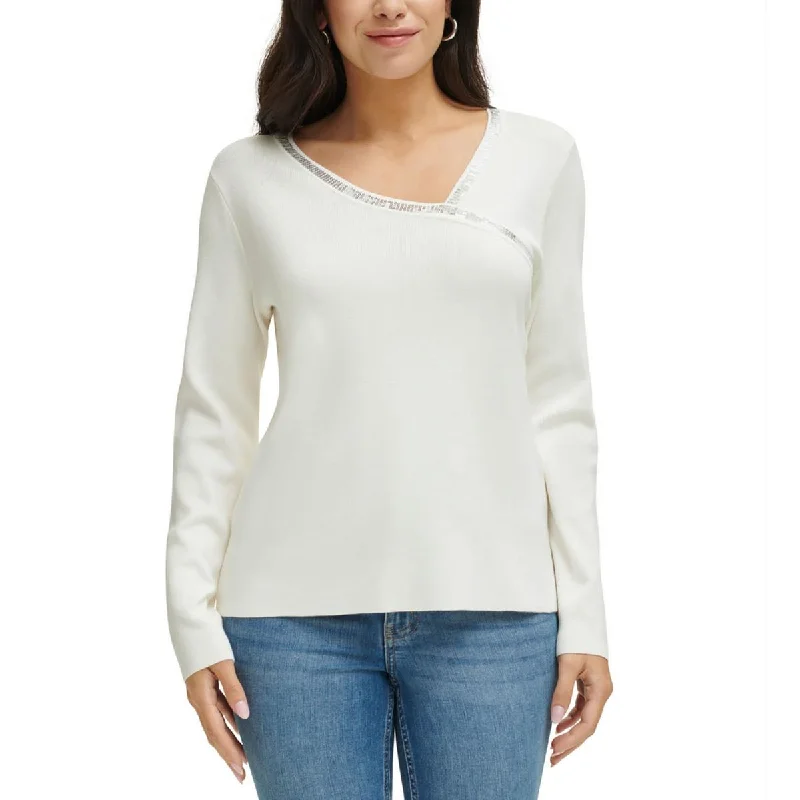 Womens Asymmetric Long Sleeve Pullover Sweater