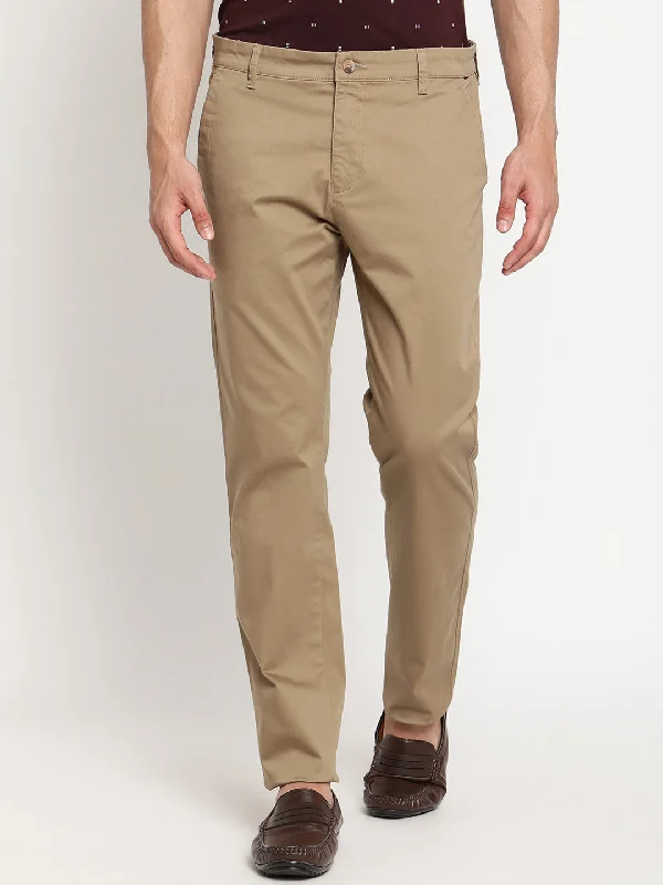 Men's Casual Flat front Camel Brown  Trousers