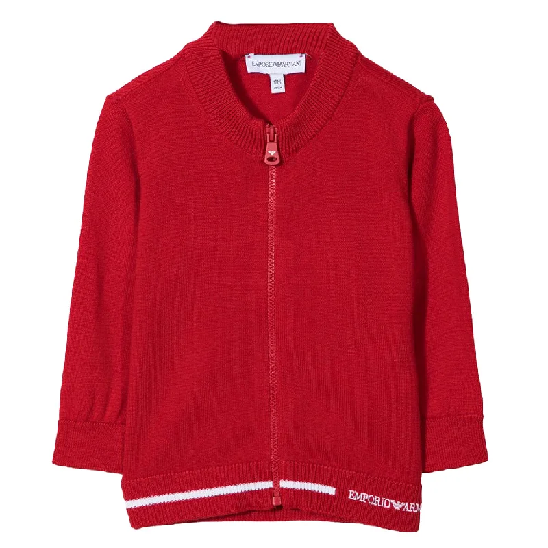 Red Zip Up Cardigan