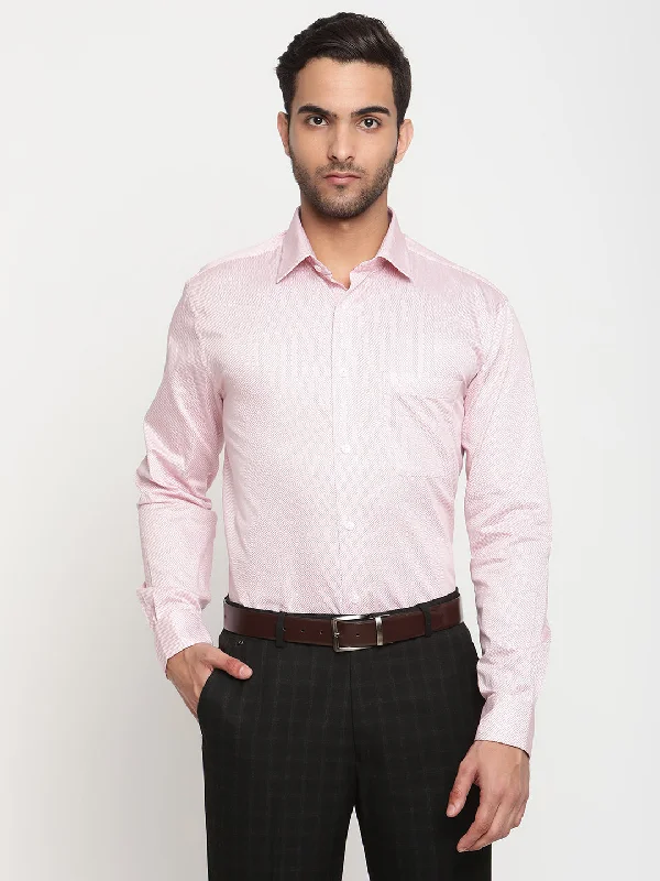 Men's Red Formal Geometric Print Full Sleeve Shirt