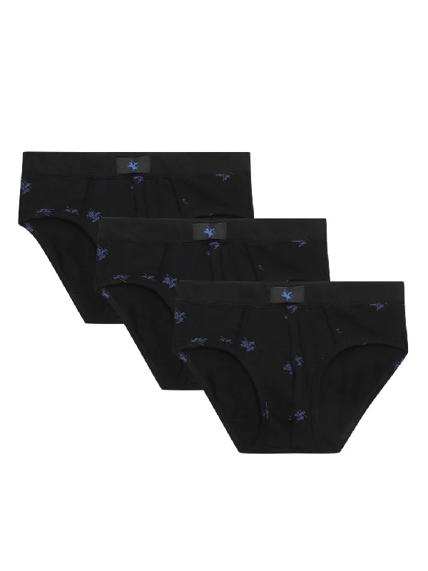 Men Pack of 3 Printed Black Brief