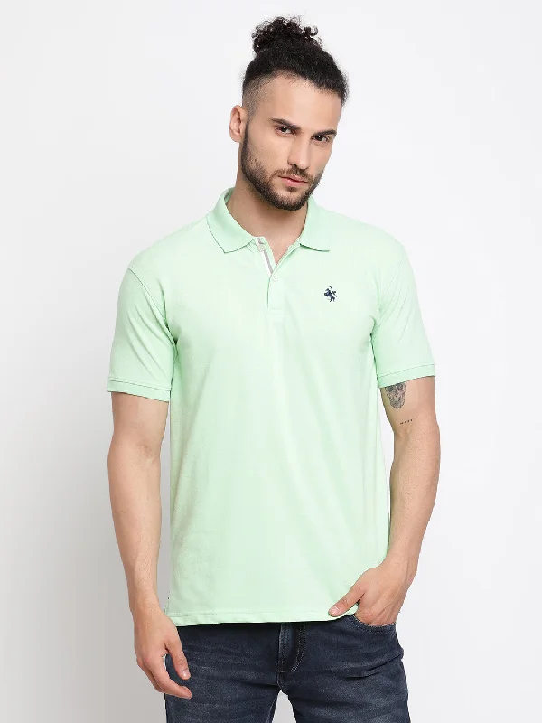 Men's Light Green Polo neck Half Sleeve T-Shirt