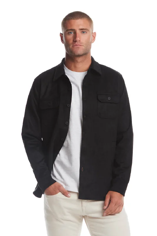 Weatherproof Vintage Suede Shirt Jacket for Men in Black | F2421367GK-BLACK