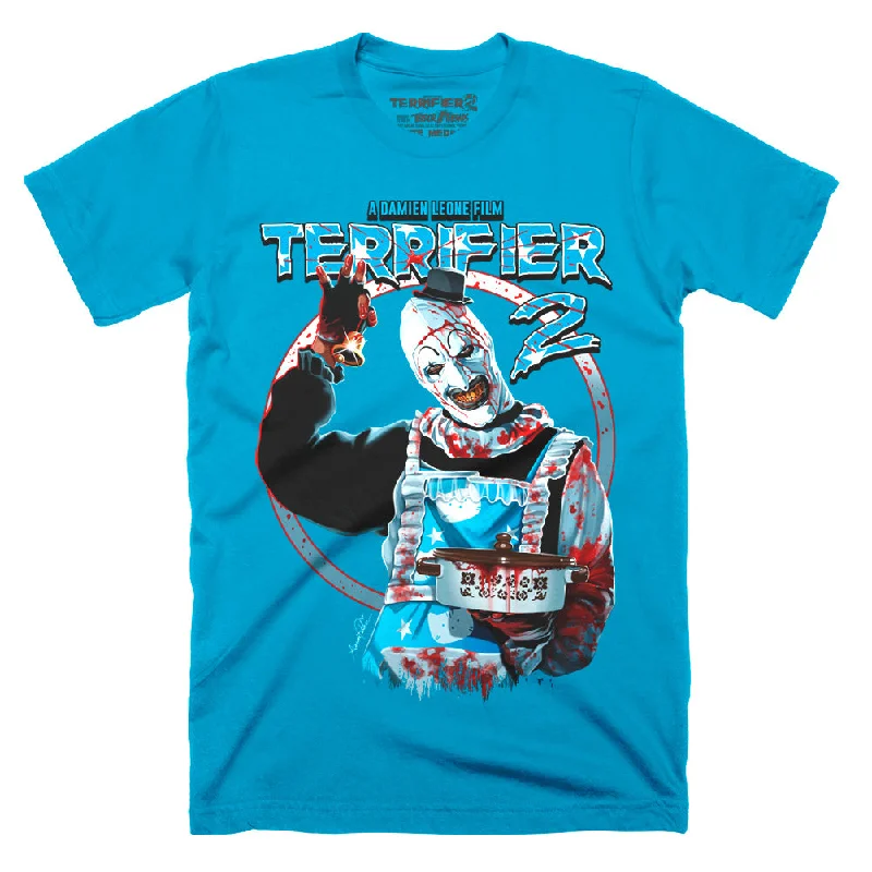 Terrifier 2 Dinner Is Served Electric Blue T-Shirt