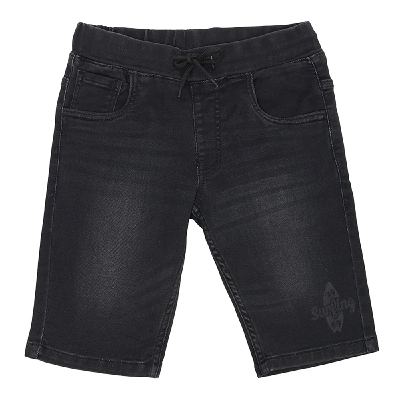 Boys Casual Grey Medium Fade Denim Shorts