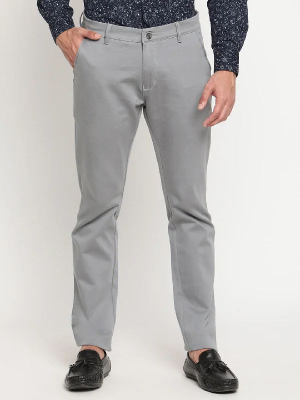 Men's Casual Flat front Grey  Trousers