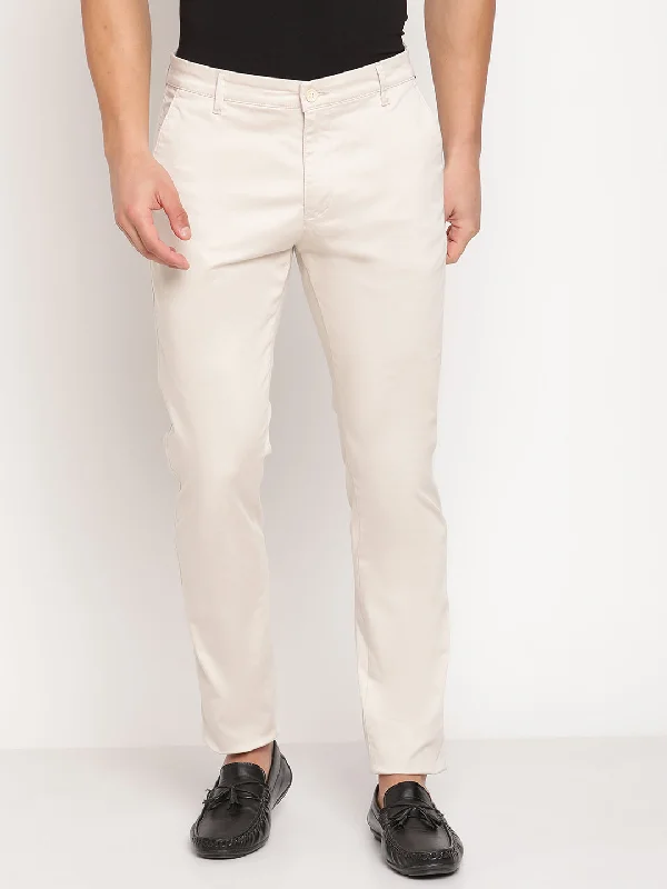 Men's Casual Flat front Fawn  Trousers