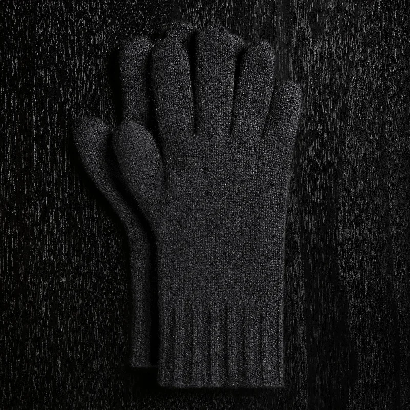 Solid Cashmere Gloves - Black