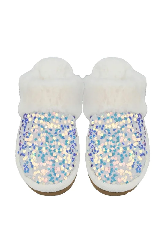 C.C. Sequin Slippers for Women in White | SPE0012-WHITE