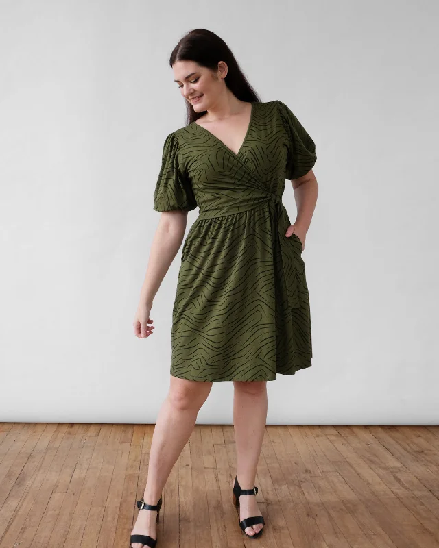 SKYE printed dress in Olive/Black