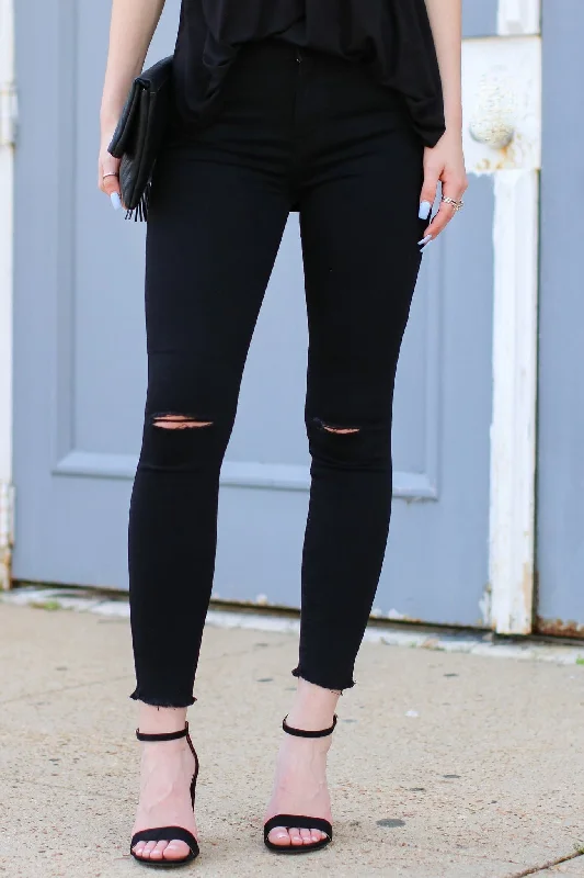 Berea Knee Slit Skinny Jeans - FINAL SALE