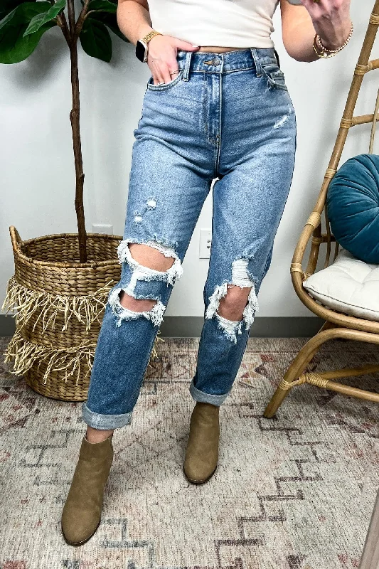 Betting Game High Rise Cuffed Mom Jeans - FINAL SALE