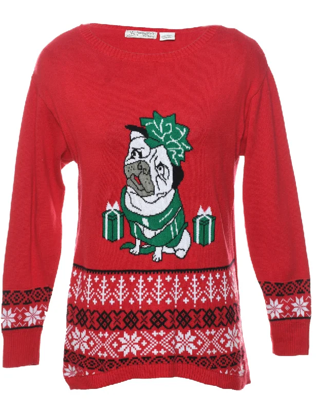 Christmas Pug Design Jumper - M