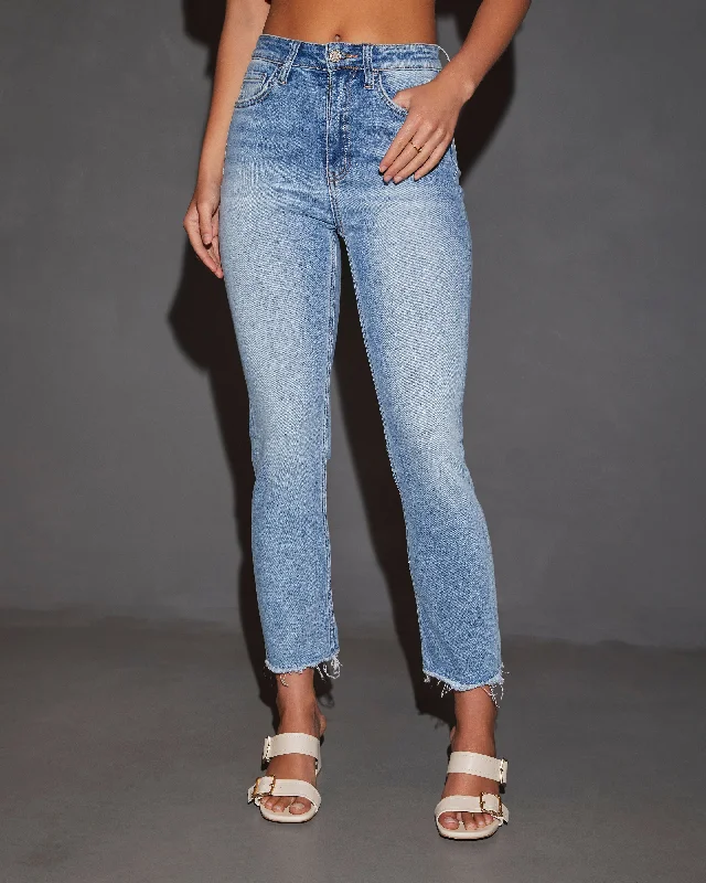 Elize High Rise Frayed Ankle Denim