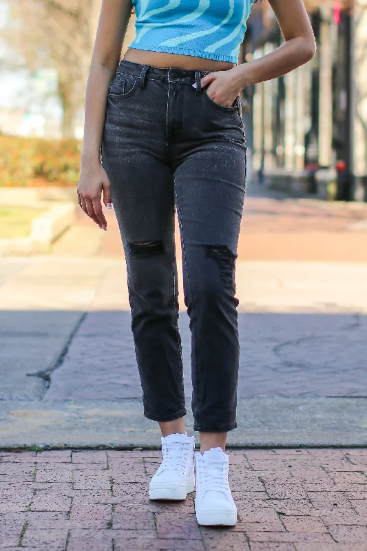 Estiana Dream High Rise Stretch Distressed Mom Jeans - FINAL SALE