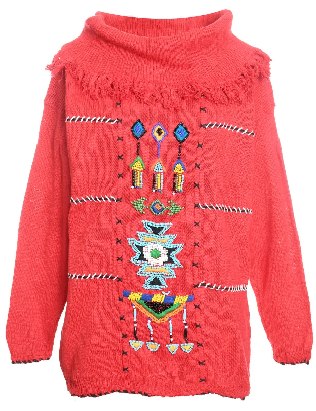 Festive Print Christmas Jumper - M