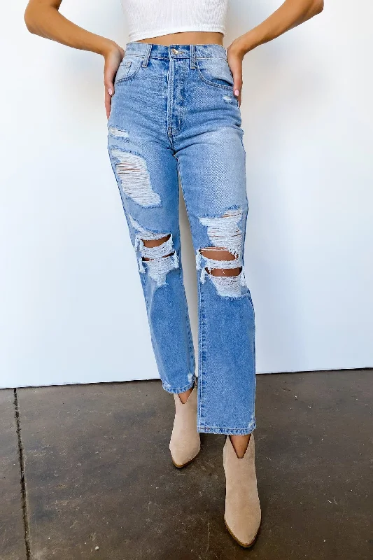 Gemara Super High Rise Distressed Dad Jeans - FINAL SALE