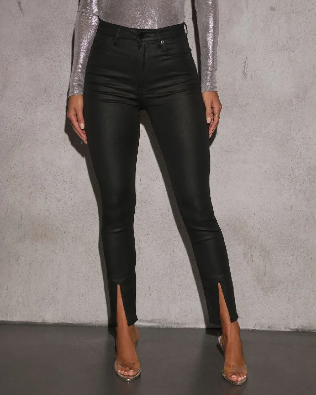 Kourtney High Rise Split Hem Coated Jeans