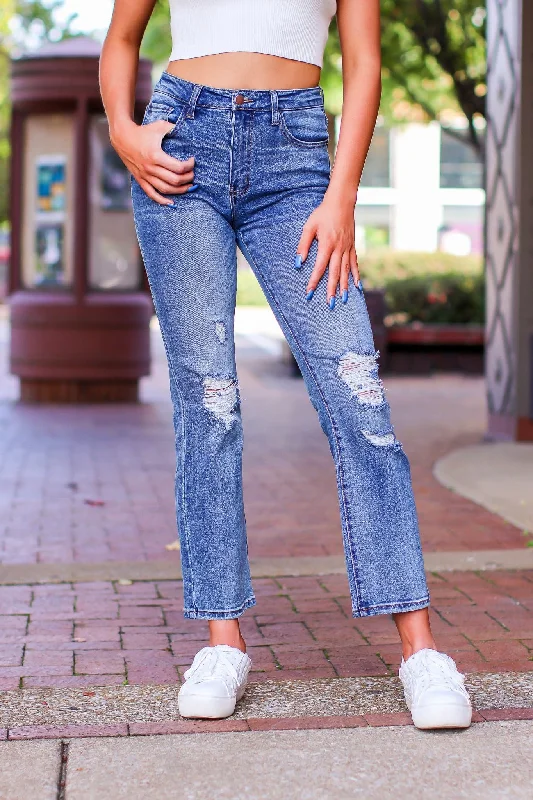 Shary Mid Rise Distressed Straight Jeans - FINAL SALE