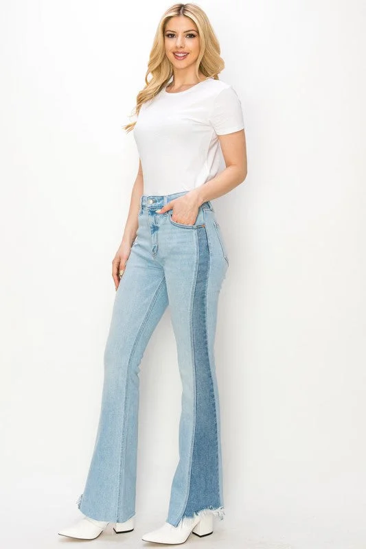 PLUS SIZE - HIGH RISE BOOT CUT COLOR PANEL DETAIL