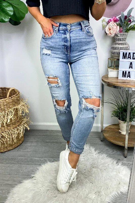 Practice Makes Perfect Distressed Boyfriend Jeans - FINAL SALE