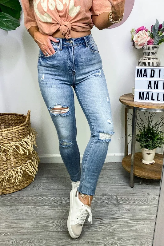 Rave High Rise Distressed Relaxed Skinny Jeans - FINAL SALE