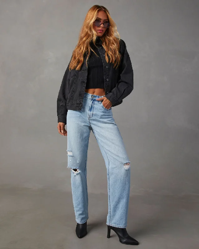 Sadine Distressed High Rise Straight Jeans