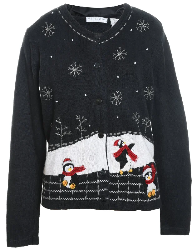 Snowfall Design Christmas Cardigan - L