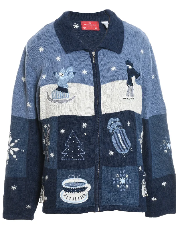 Snowman Christmas Cardigan - L