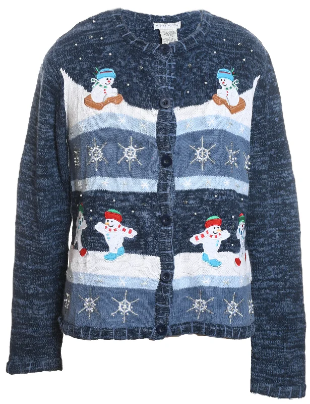 Snowman Christmas Cardigan - M