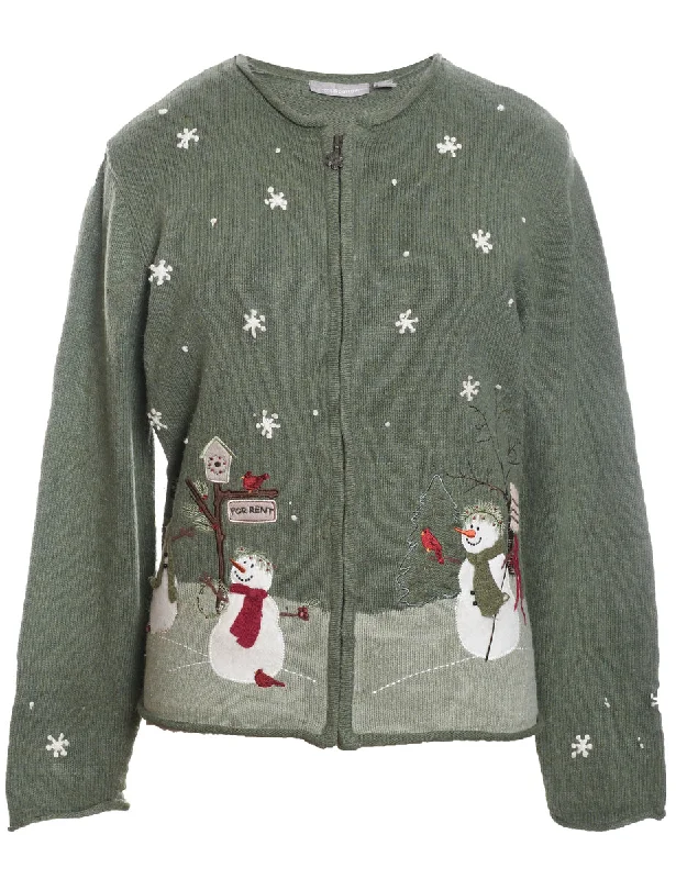 Snowman Christmas Cardigan - M