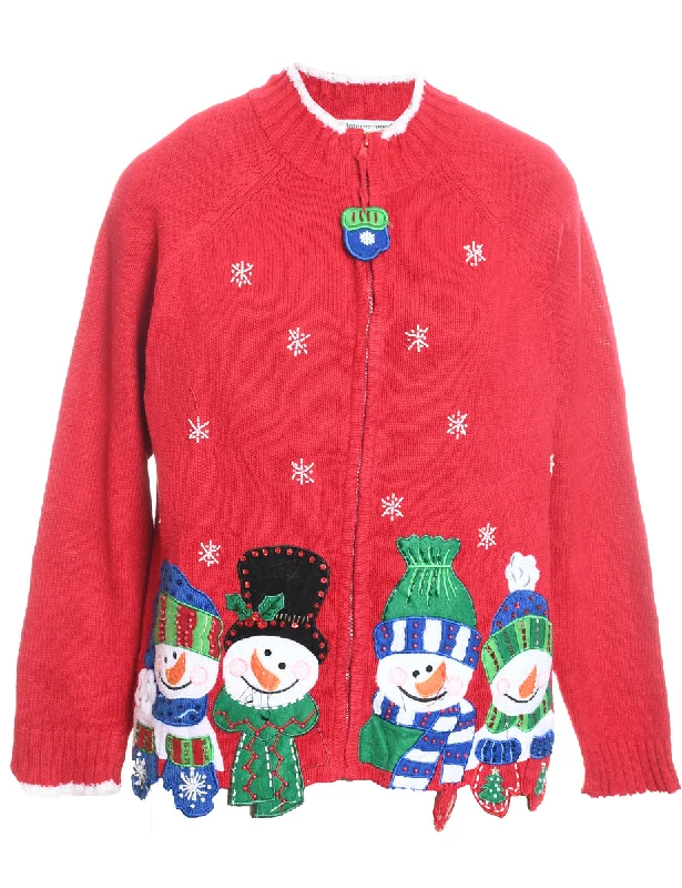 Snowman Christmas Cardigan - M