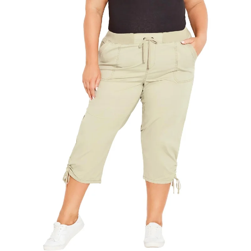 Avenue Womens Plus High Rise Drawstring Capri Pants