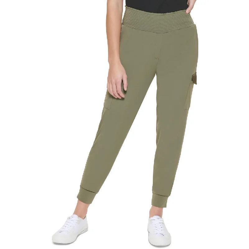 Calvin Klein Womens Matte Cargo High Rise Jogger Pants