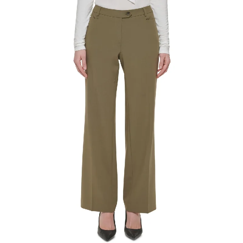 Calvin Klein Womens Petites High Rise Slim Leg Dress Pants