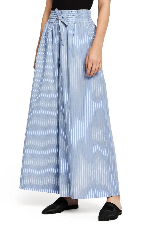 Crispy Wide Leg Pant In Blue/white