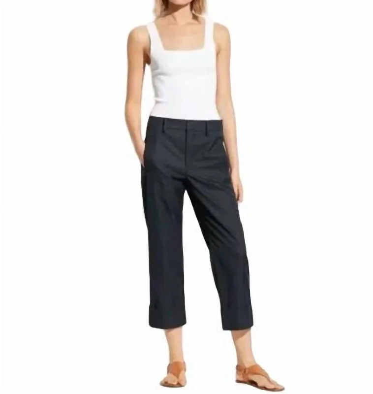 Cuffed Wide Leg Pant In Black