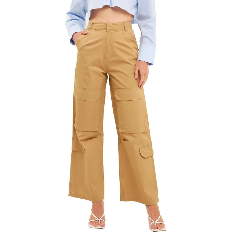 English Factory Womens High Rise Wide Leg Cargo Pants