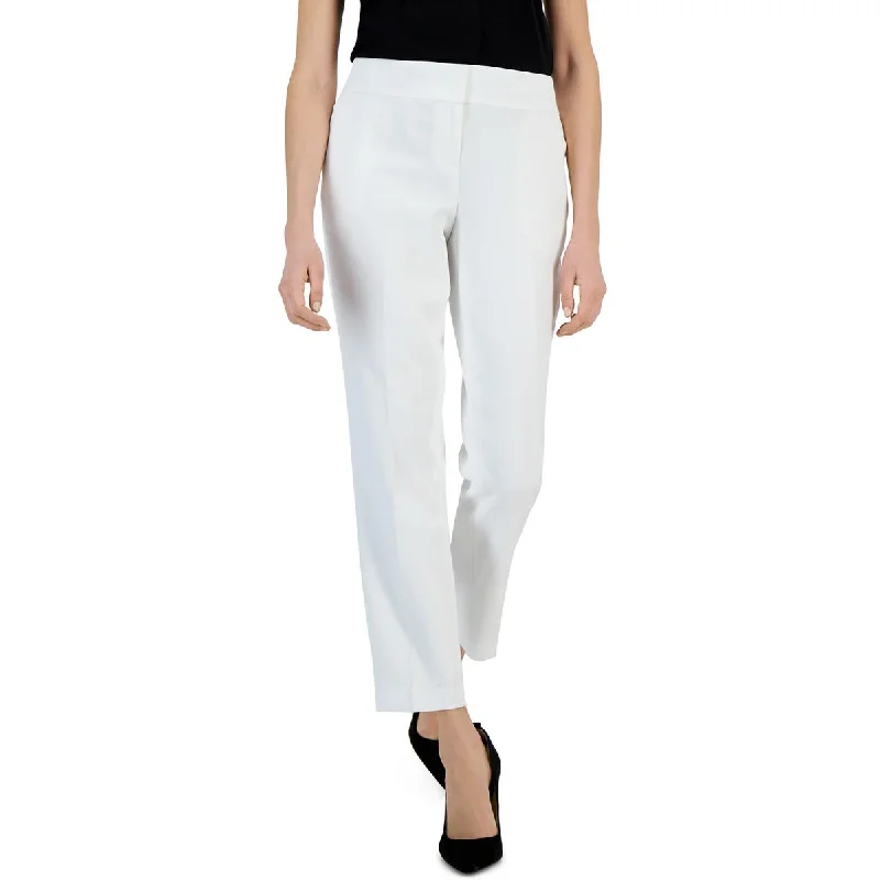 Kasper Womens Crepe Solid Straight Leg Pants