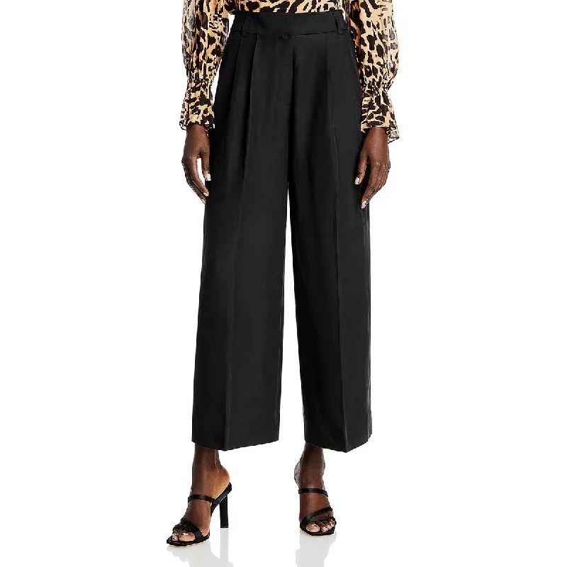 Kobi Halperin Womens Linen Blend Pleater Wide Leg Pants