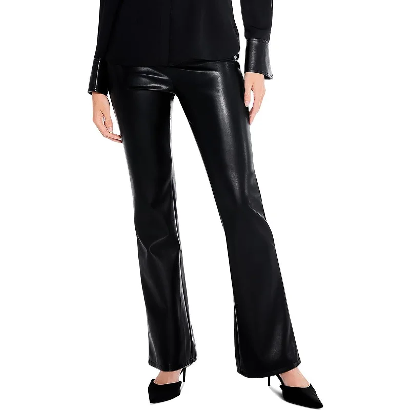 Nic + Zoe Womens Faux Leather Bootcut Dress Pants