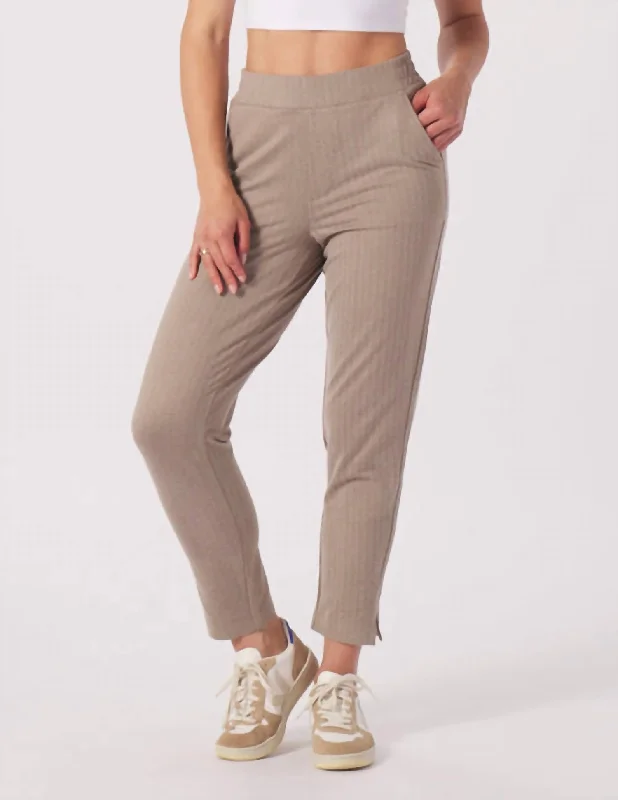 On The Go Ankle Pant In Herringbone Mocha