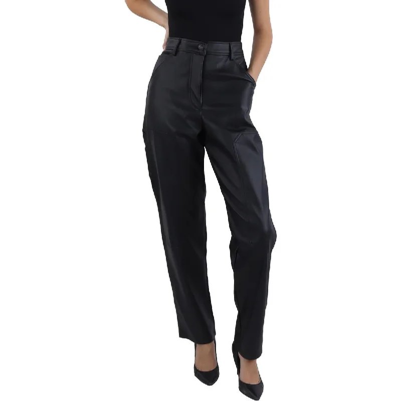 RD Style Womens Carmine Solid High Rise Straight Leg Pants