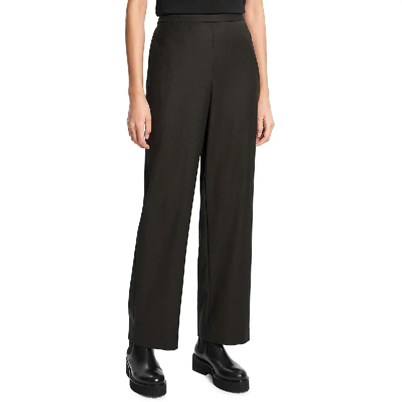 Theory Womens Wool High Rise Wide Leg Pants