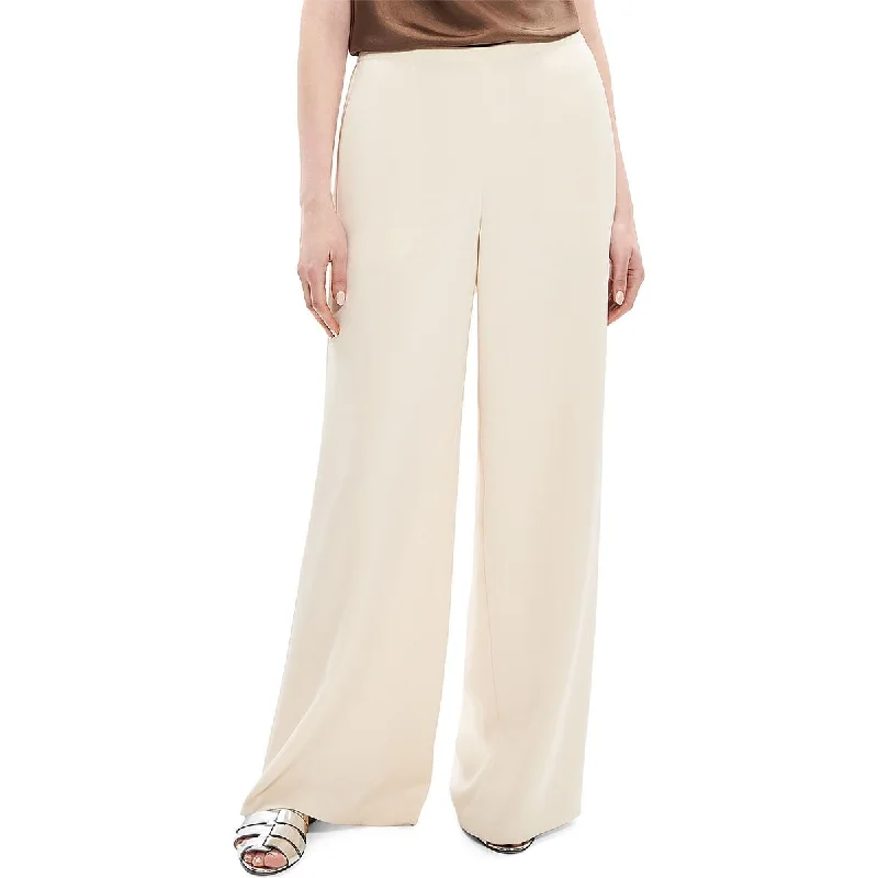 Theory Womens Petites Textured High Rise Wide Leg Pants