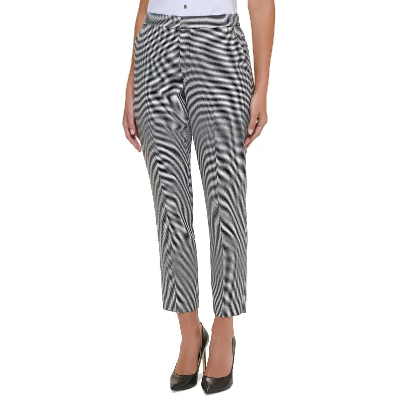 Tommy Hilfiger Womens High Rise Houndstooth Ankle Pants